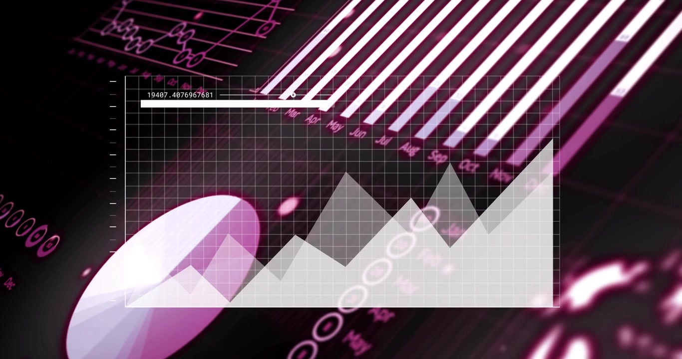 Animation der Finanzdatenverarbeitung über einem Raster