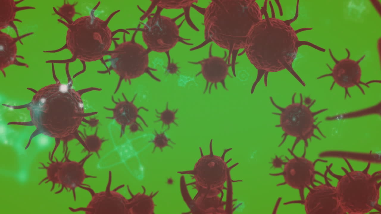 Animation of molecules spinning and macro covid 19 cells