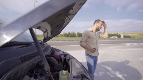 car breakdown on the highway. car repair.