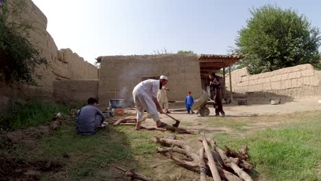 wood chopping in rural homesteads