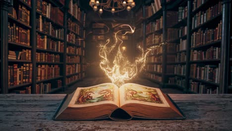 magic book in a library