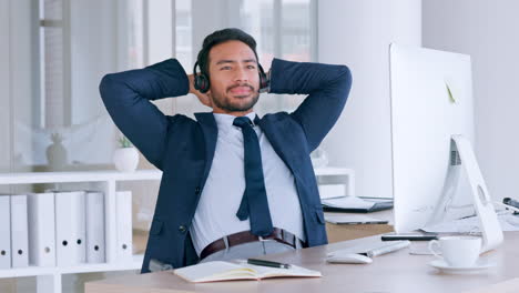 confident male call centre agent talking