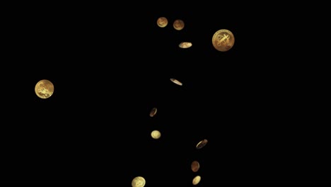 realistic 3d detailed bitcoin falling green screen loop animation background fast growth success or