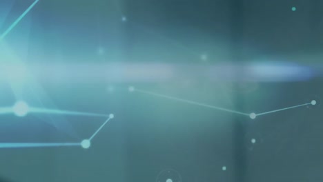 animación digital de una red brillante de conexiones contra un punto de luz sobre un fondo azul