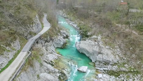 aerial view of soca river. slovenia