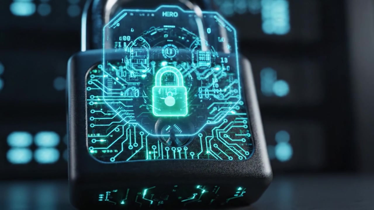Exploring the Evolution of Security Technology: A Detailed View of a Smart Lock Displaying Advanced Digital Features and Modern Circuit Patterns
