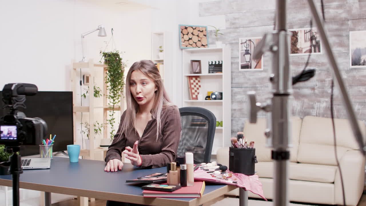 Beauty vlogger recording a video