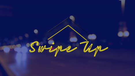 animation of swipe up text over cityscape