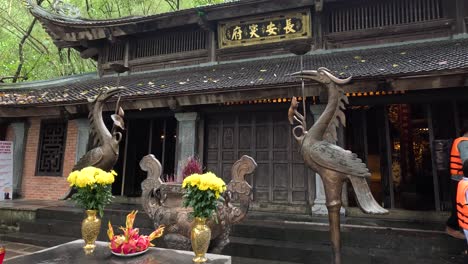 tourists visiting a traditional vietnamese temple