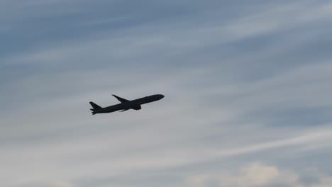 airplane taking off in cloudy sky