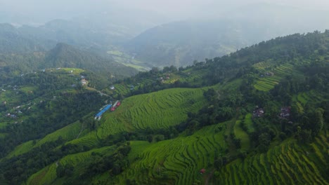 beautiful high altitude terraced fields of nepal