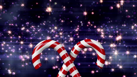 animación de bastones de caramelo sobre luces voladoras