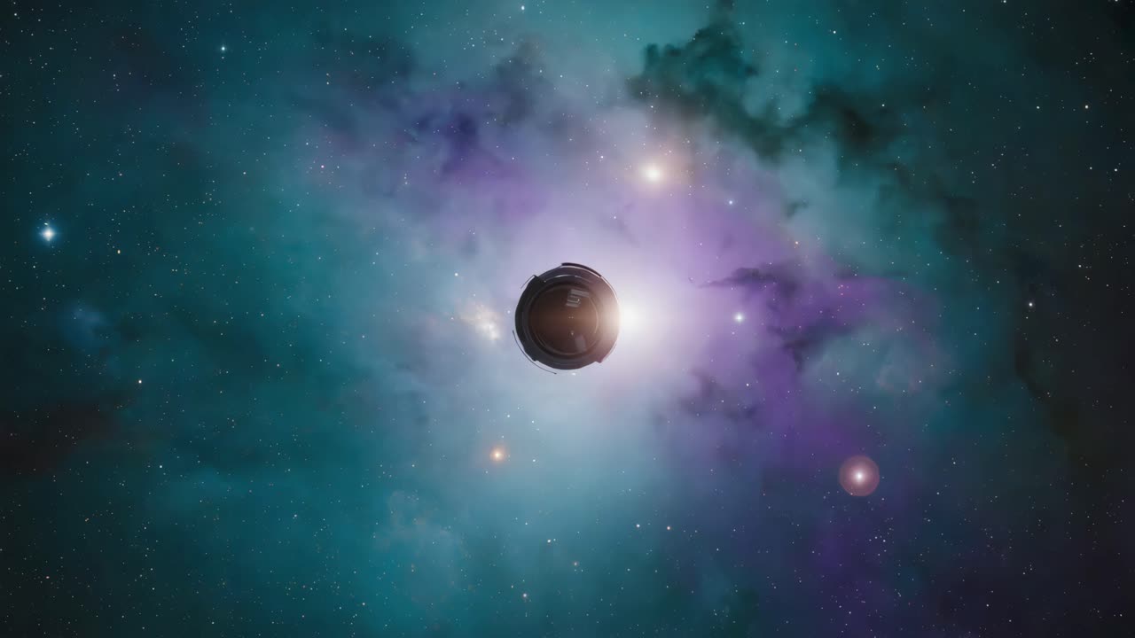 Abstract Space Object in a Colorful Nebula