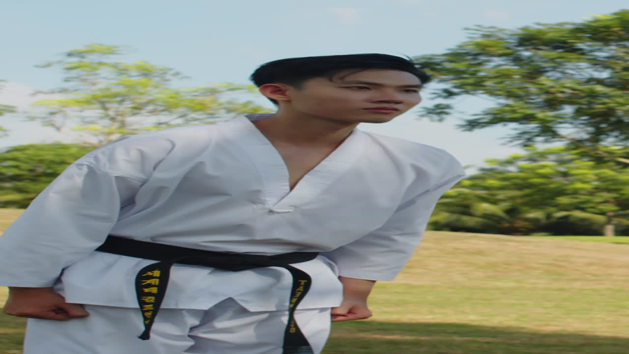Taekwondo Practitioner Performing Bowing Etiquette