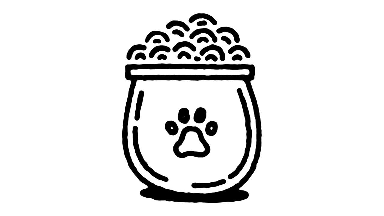 건조한 개 음식 스케치 라인 아이콘 애니메이션
