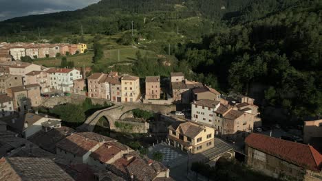 the town of la pobla de lillet near barcelona, catalonia spain, aerial