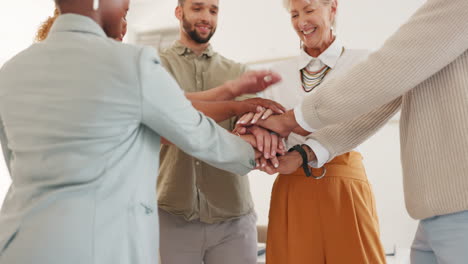 teamwork, collaboration and hands huddle