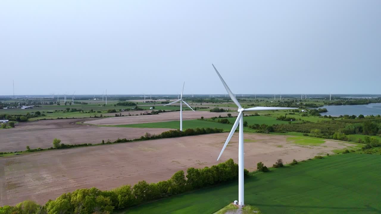Drone Slow Motion shot of an electric windmill