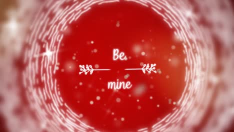 animation of be mine in white letters on red background