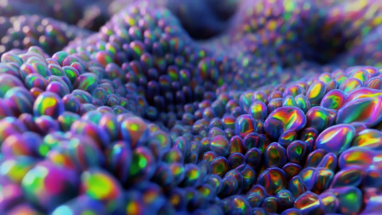Animazione 3D Astratta di una Superficie Ondulata Organica Iridescente
