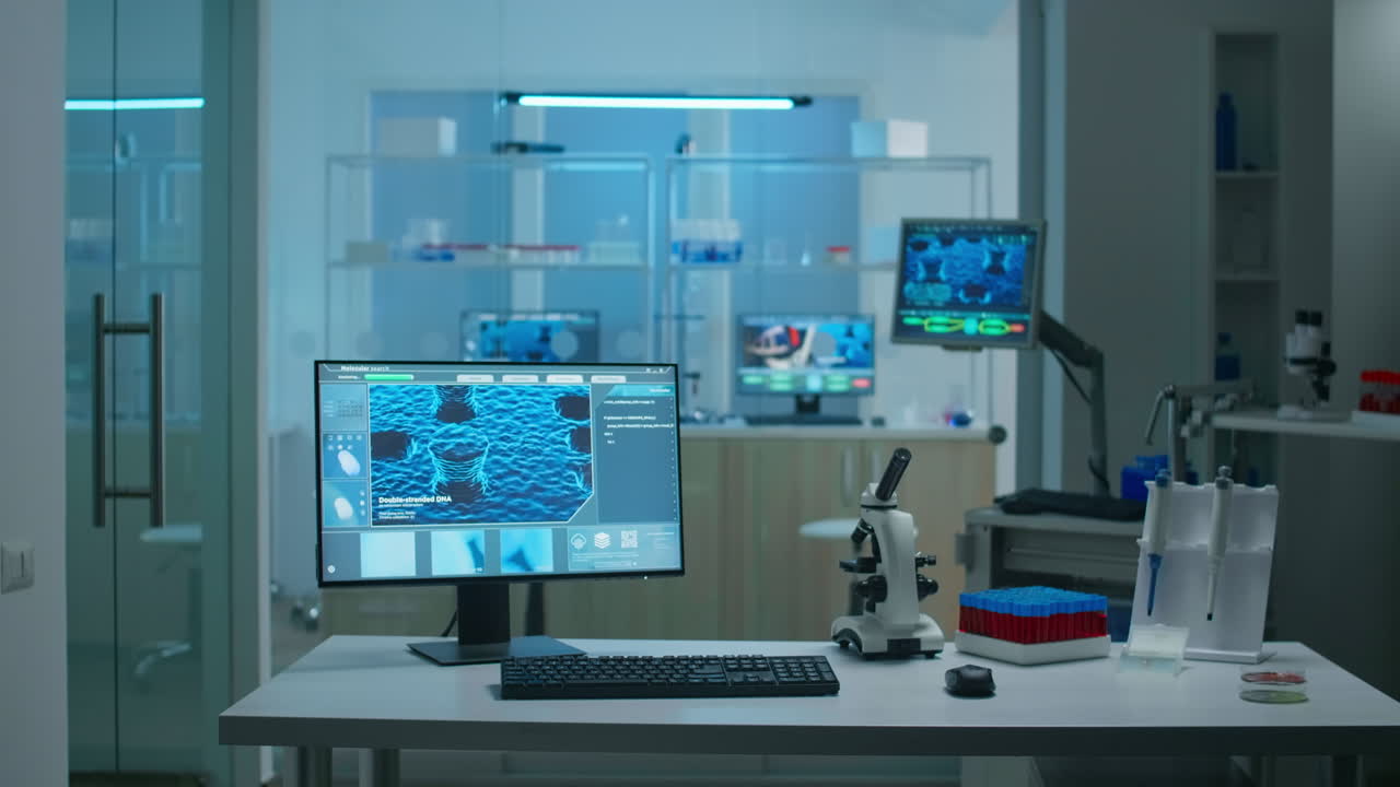 interior del laboratorio de ciencias sin personas en él