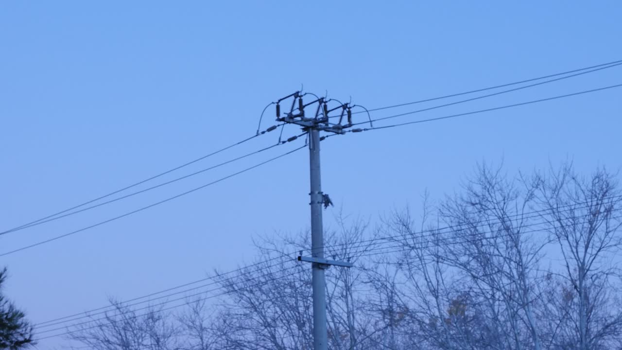 Power line as the sun sets