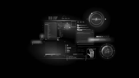 the virtual panel of the future with infographic data array, on alpha channel.