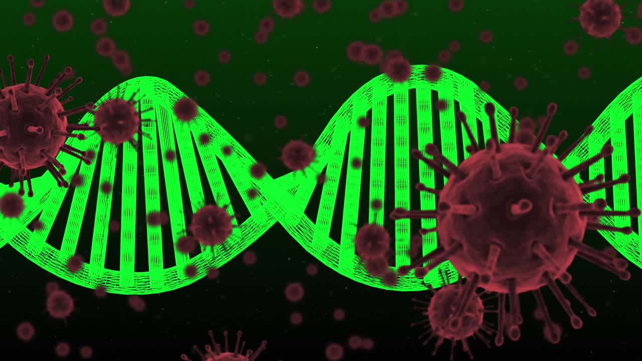 adn y células de coronavirus sobre el fondo de gradiente.