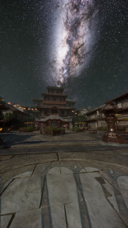 milky way over a chinese temple