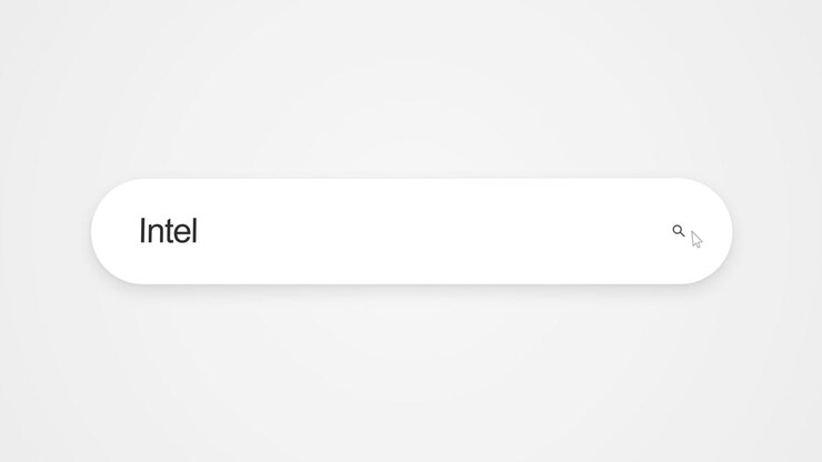 Typing the word Intel into the search bar of a web browser on a digital device