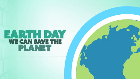 animation of earth day ecology text and globe on blue background