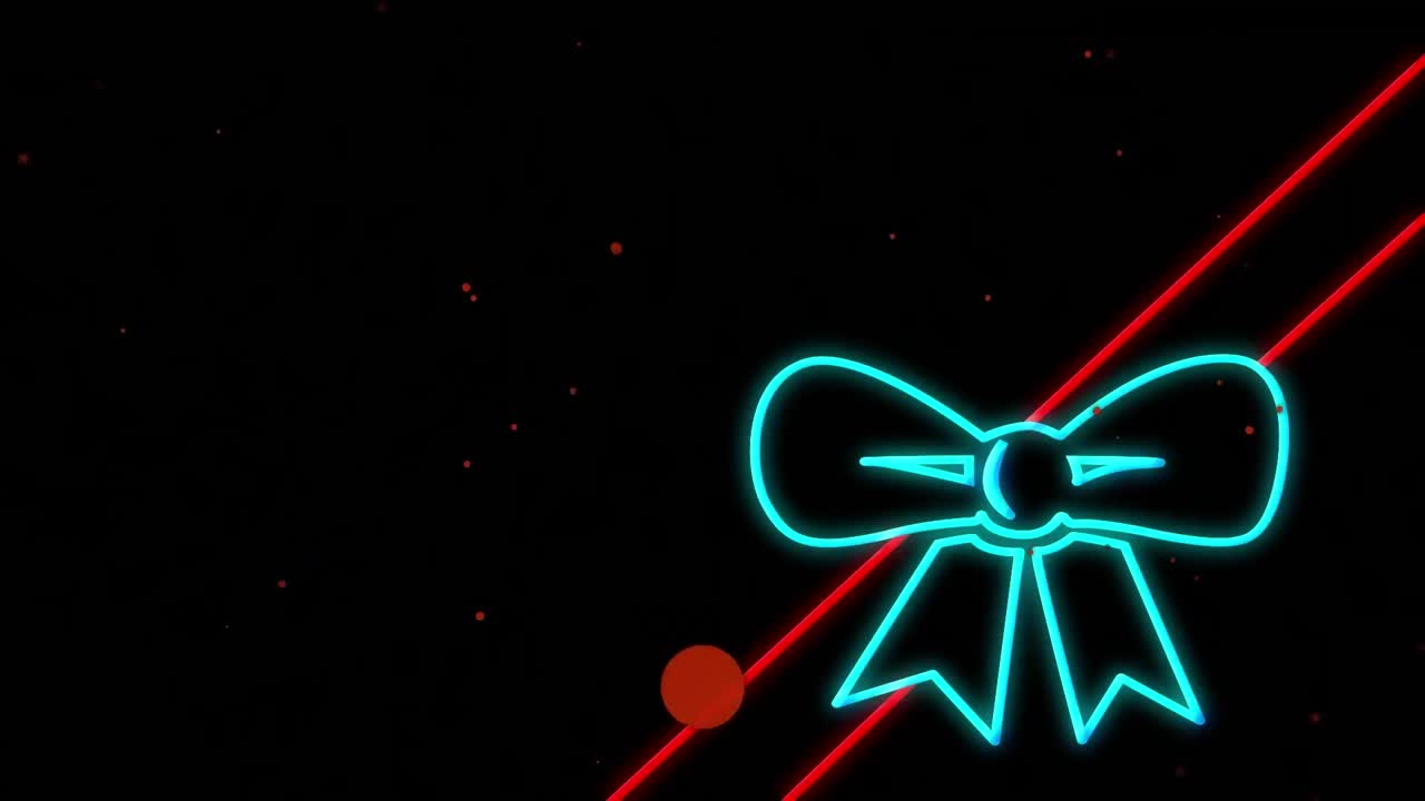 Animazione di decorazione natalizia al neon su sfondo nero.