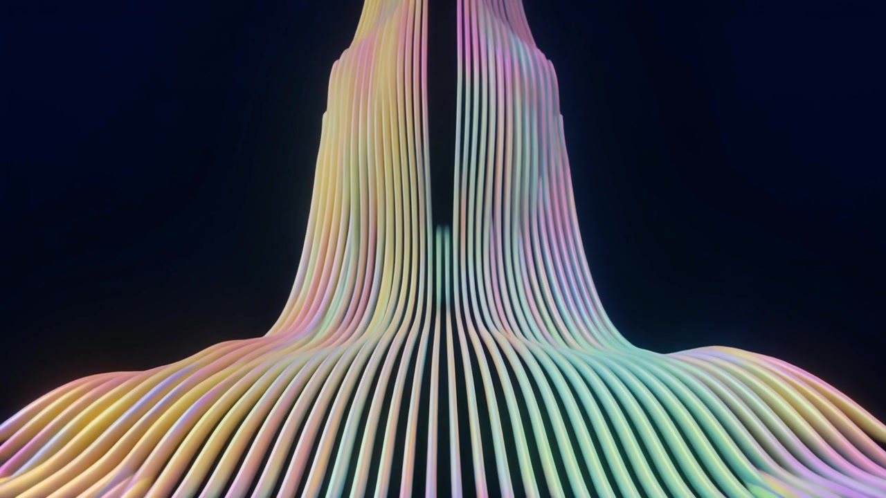 Abstract Colorful Waving Lines on Dark Background