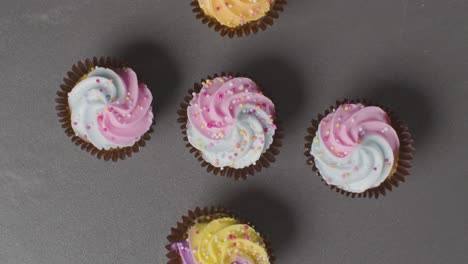 top down shot of rotating cupcakes