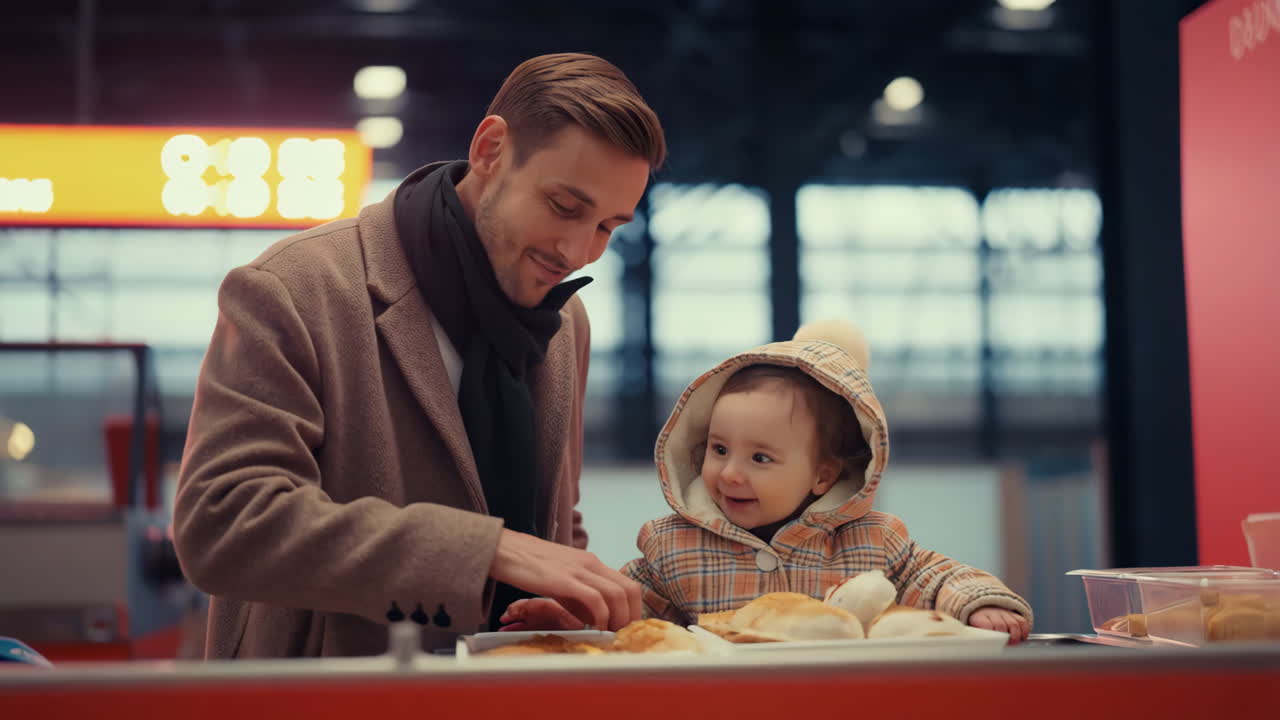 Father and child at the airport