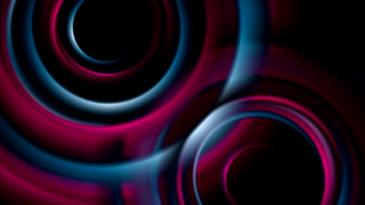 Glowing blue and purple smooth circles abstract video animation