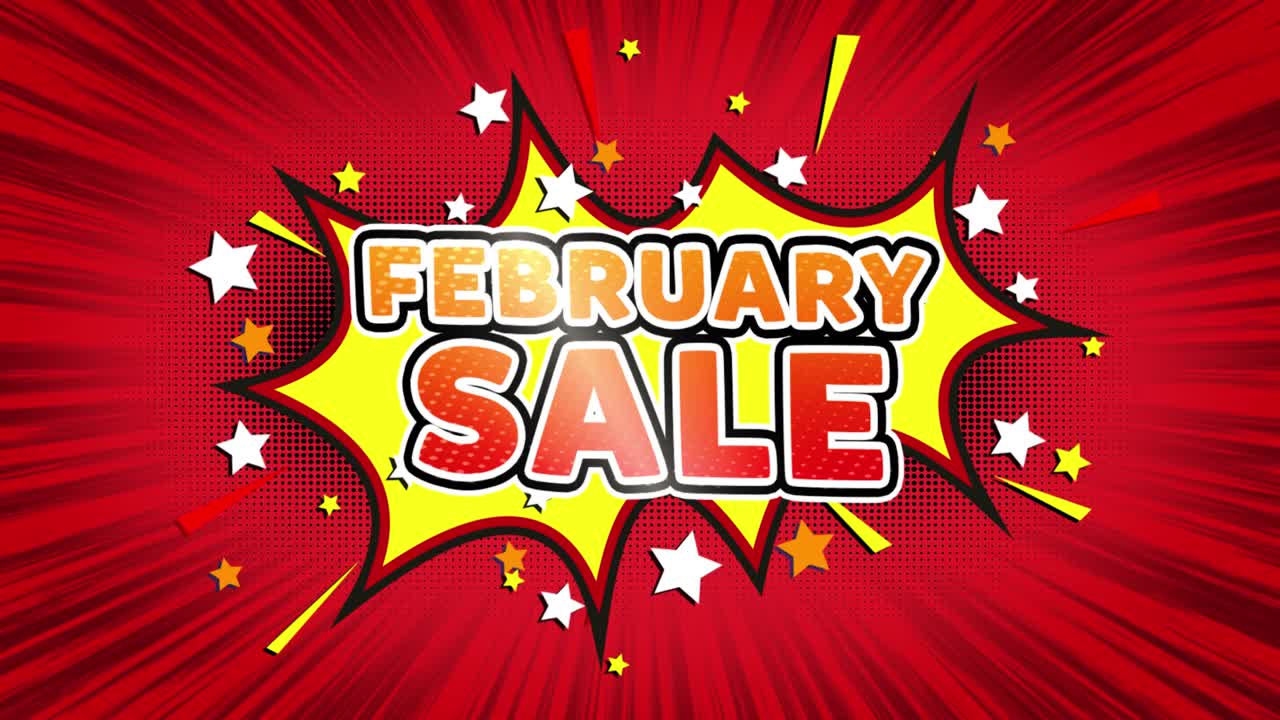 February Sale Comic Graphic Design