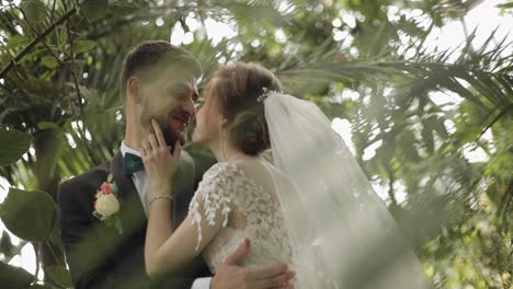 Newlyweds.-Caucasian-groom-with-bride-in-the-park.-Wedding-couple.-Happy-family