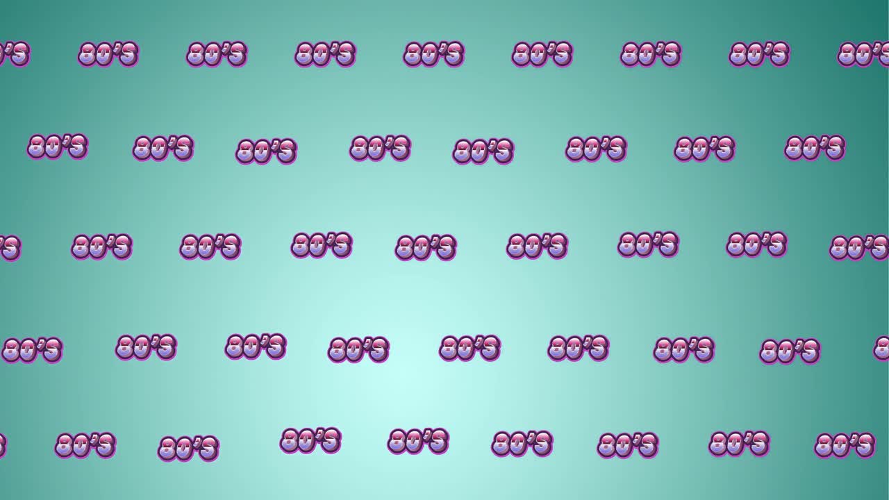 Animation of multiple 80s text over blue background