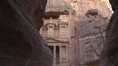 long canyon walk through the treasure in petra, wide angle shot