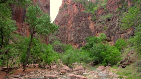 aerial 4k footage of the narrows in zion national park, utah, usa