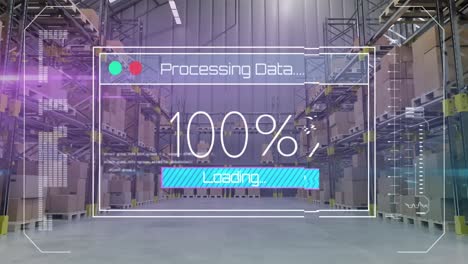 Animation-of-screen-with-data-processing-over-warehouse