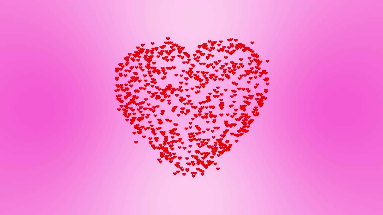 4k 추상 입자 심장 애니메이션, 루프, 사랑, 발렌타인 데이 컨셉
