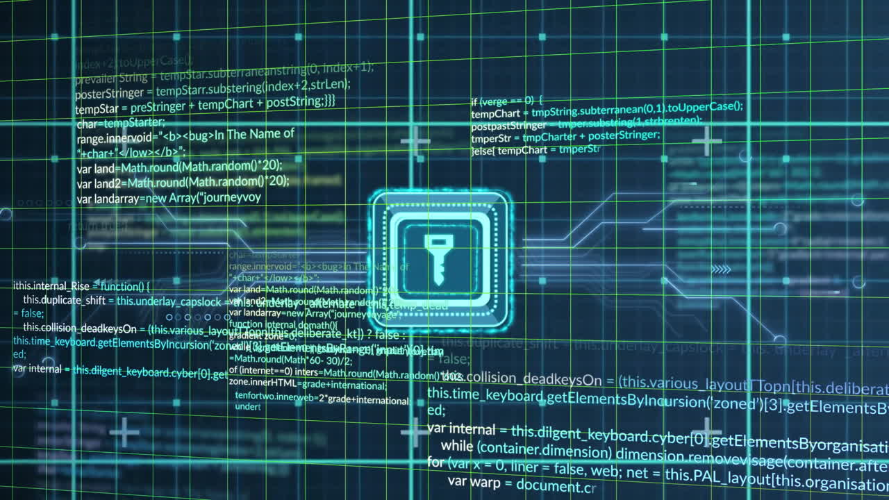 animación de la clave y el procesamiento de datos sobre fondo negro