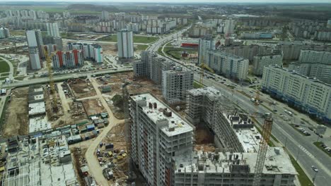 large construction site. construction of modern multi-storey residential building