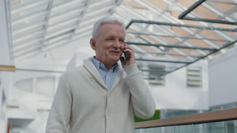 elderly businessman having telephone call