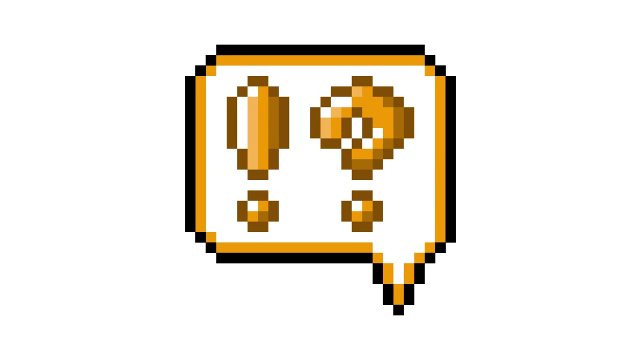 Animace pop-up ikony Pixel Art se značkou interrobang v bublině řeči (8).mov