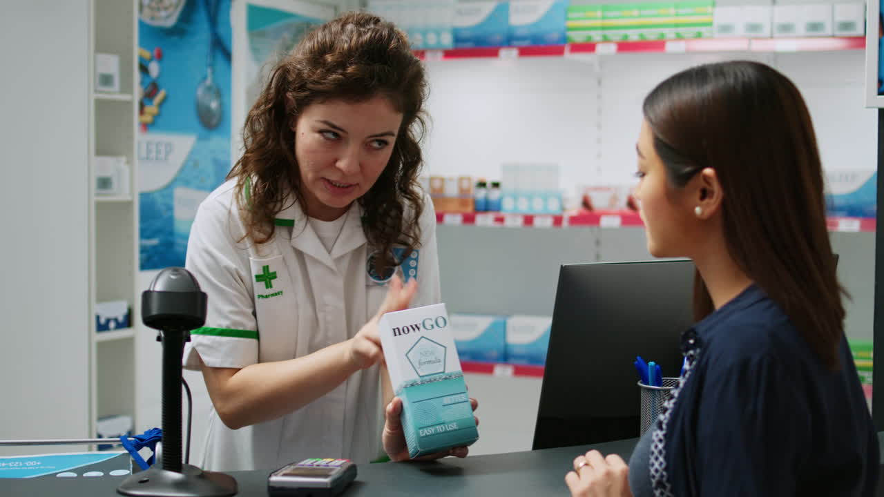 Images of people in a pharmacy setting