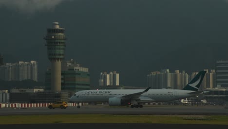 cathay pacific airbus a350 at hong kong airport