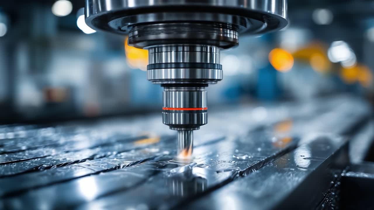 Precision Cutting Process in an Industrial Setting Featuring Advanced Machinery and Fluid Dynamics for Efficient Material Removal and High-Quality Production